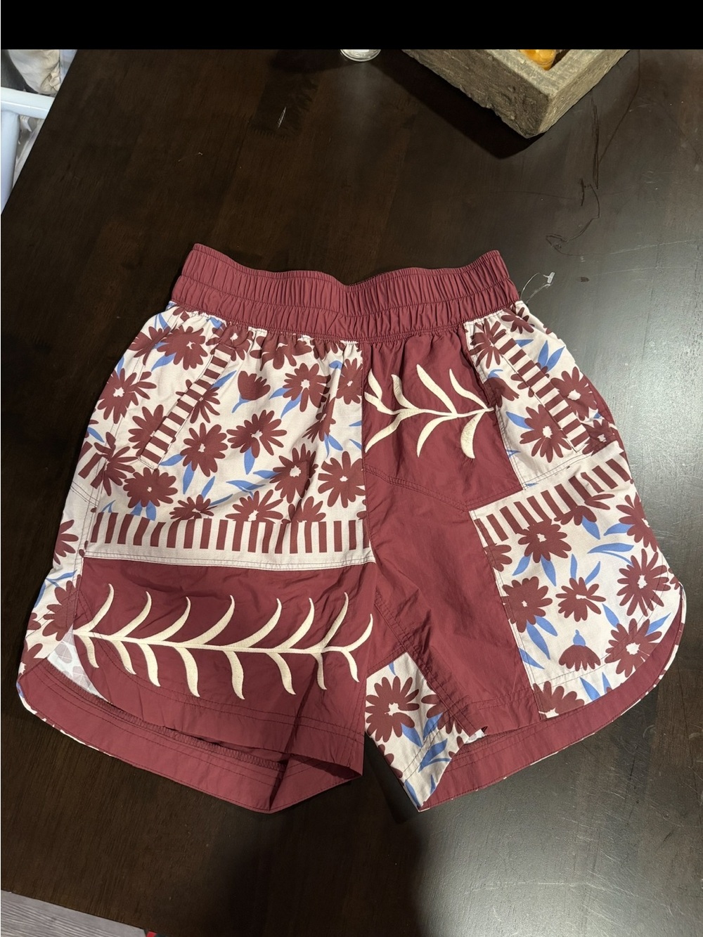 FP Movement by Free People Maroon Floral Patchwork Athletic Shorts